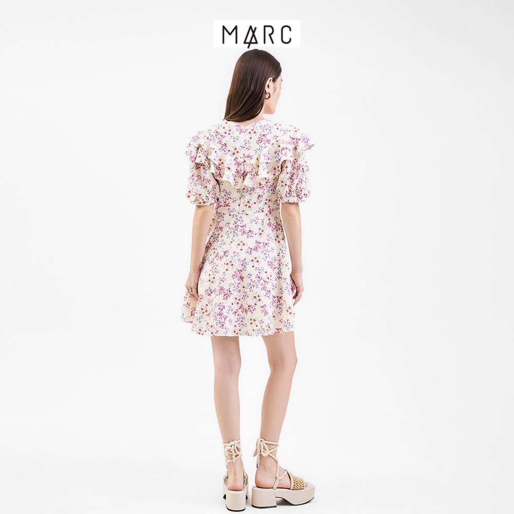 Đầm mini nữ MARC FASHION tay phồng cổ tròn phối bèo FASH061522