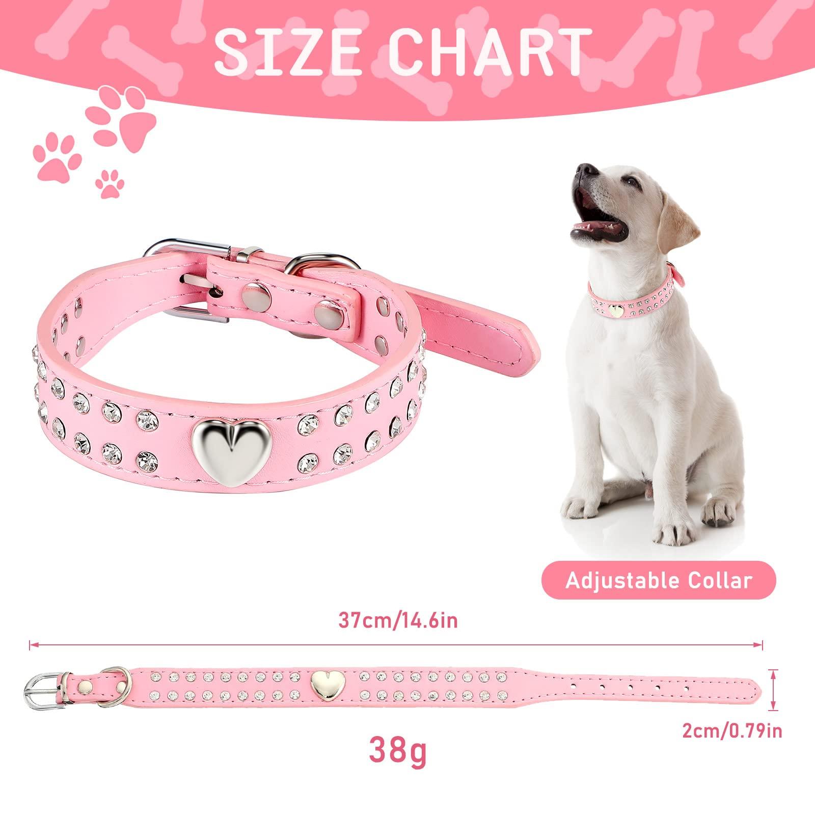 Vòng cổ Dog Vòng cổ có thể điều chỉnh vòng cổ pha lê trong vòng rhinestones bling chó trong da pu trái tim cho chó nhỏ và vừa có kích thước, kích thước S