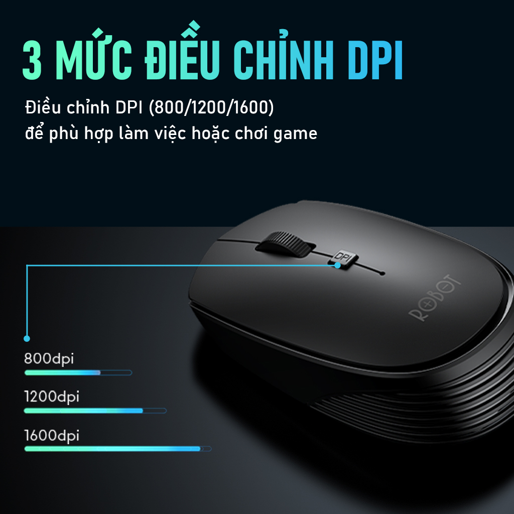 Combo Bàn Phím Và Chuột Không Dây Robot KM3100 Thích Hợp Dùng Cho Laptop, Máy Tính, PC - Hàng Chính Hãng