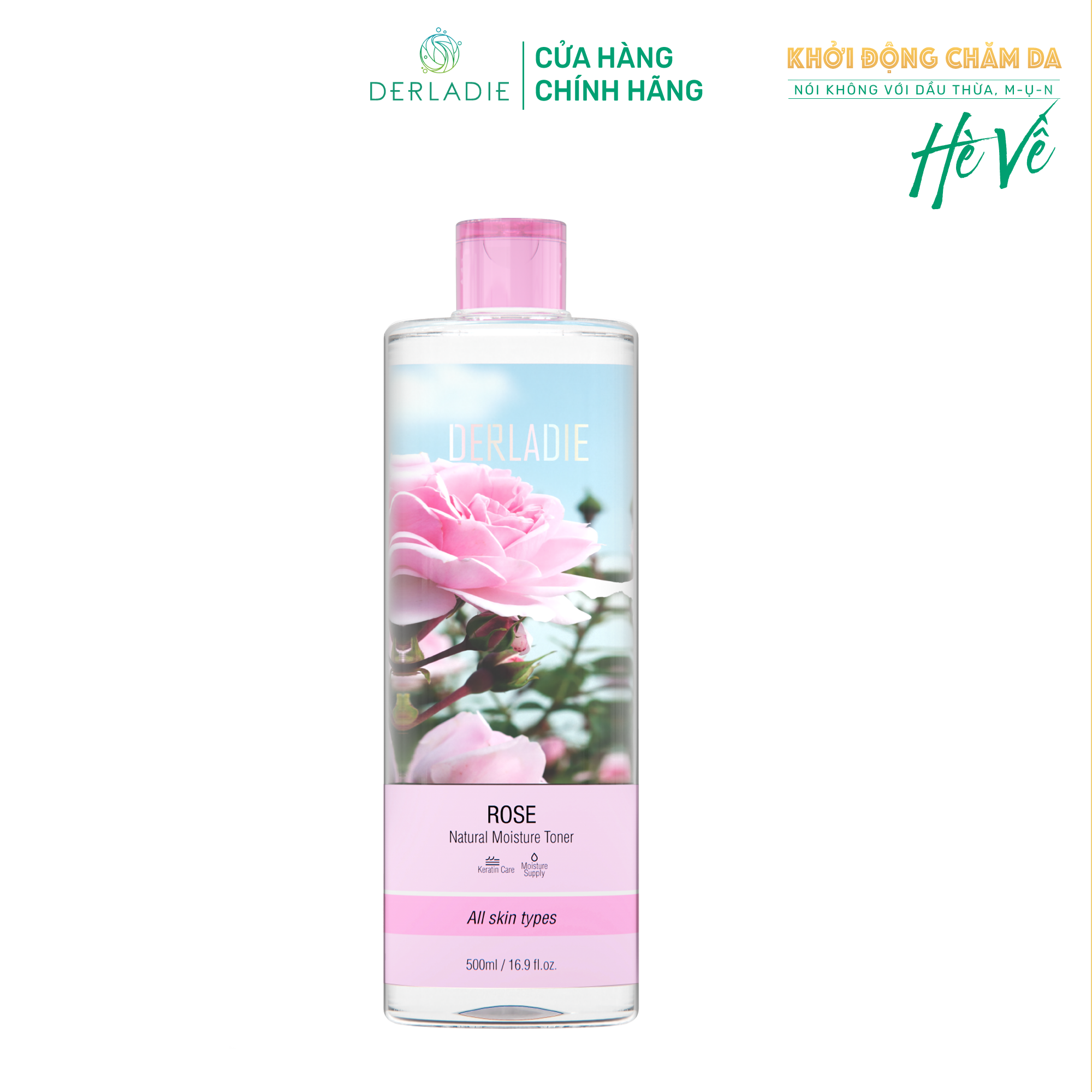 Nước Hoa Hồng Cấp Ẩm Derladie Rose Natural Moisture Toner 500ml