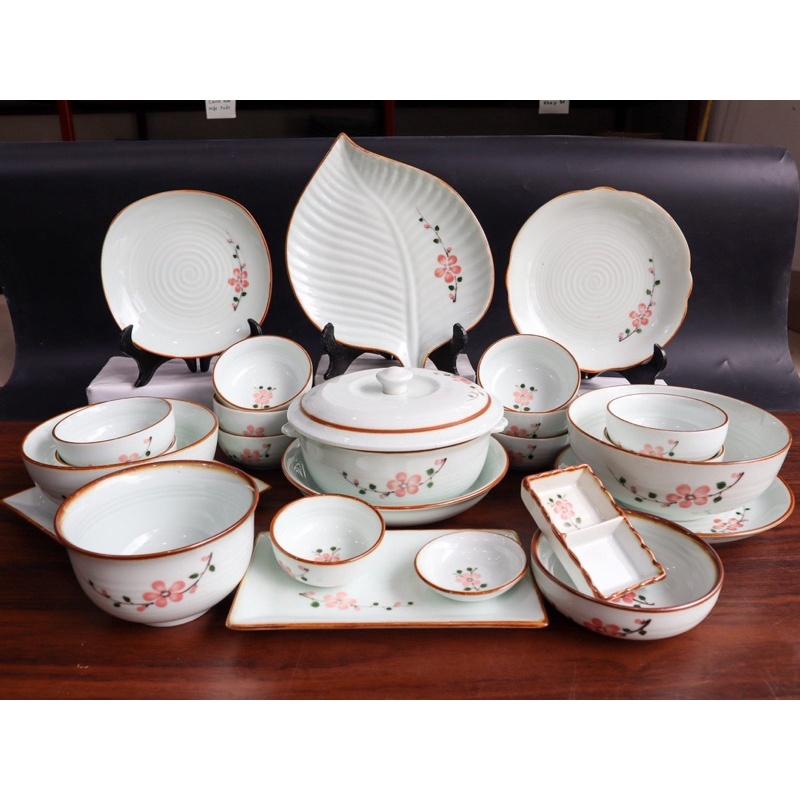 Set bát đĩa 25 món. Gốm sứ Bát Tràng cao cấp.