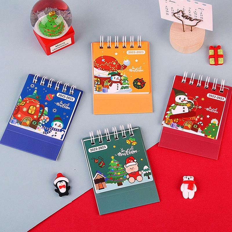 Lịch 2022-2023 Mini Để Bàn Họa Tiết Hoạt Hình Phong Cách Giáng Sinh