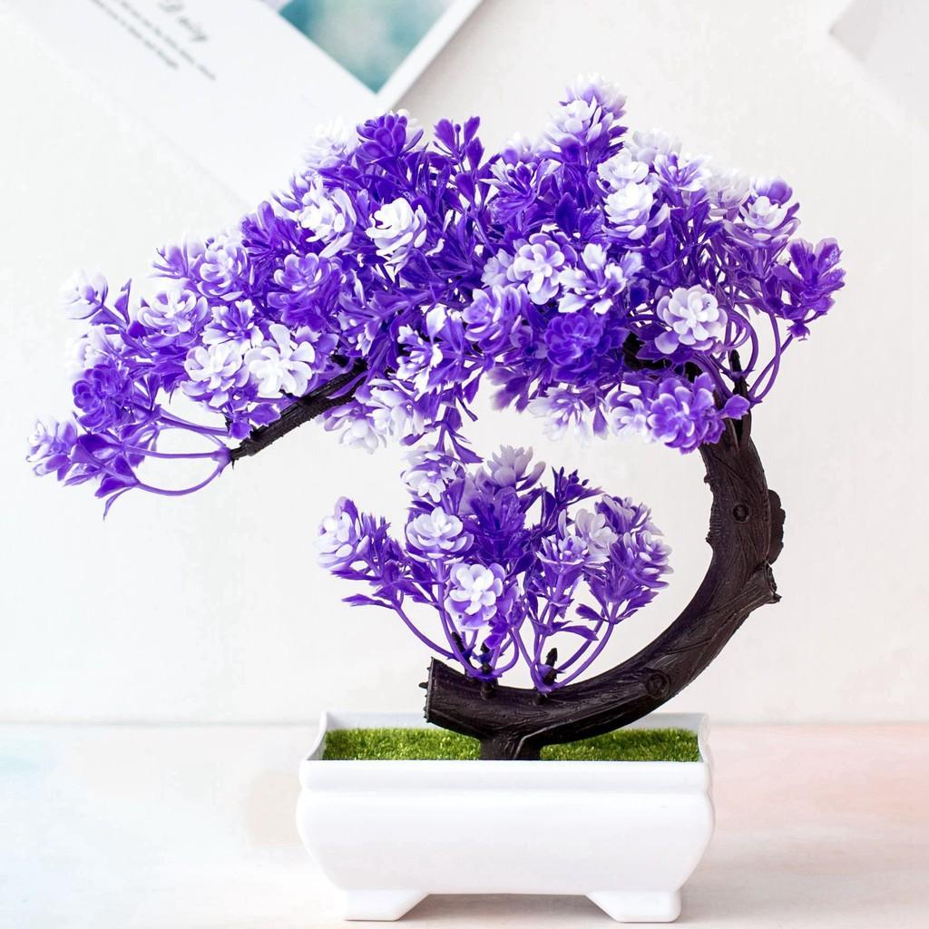 CÂY GIẢ BONSAI dáng trái tim hoa NGÂU ĐIỂM - Chậu cây hoa Phú Quý Cát Tường, trang trí, đề bàn ngày Tết sum vầy