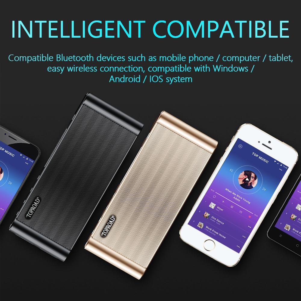 Toproad không dây loa bluetooth di động loa enceInte handsfree mp3 với mic tf fm hifi subwofer loa dữ liệu bass deep loa Color: Gold Speaker