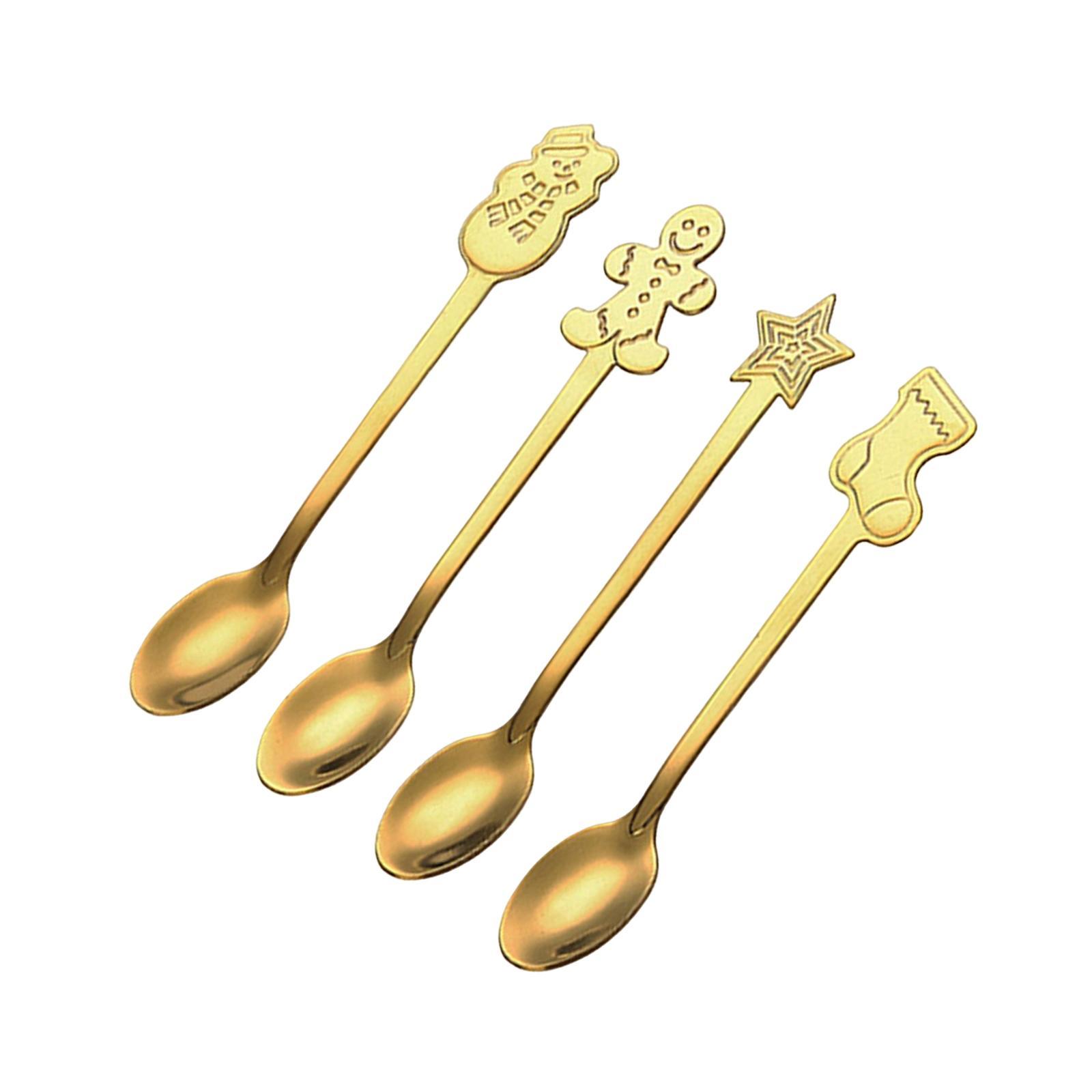 4x Mini Coffee Spoons Stainless Steel Spoon for Cafe Room Dessert