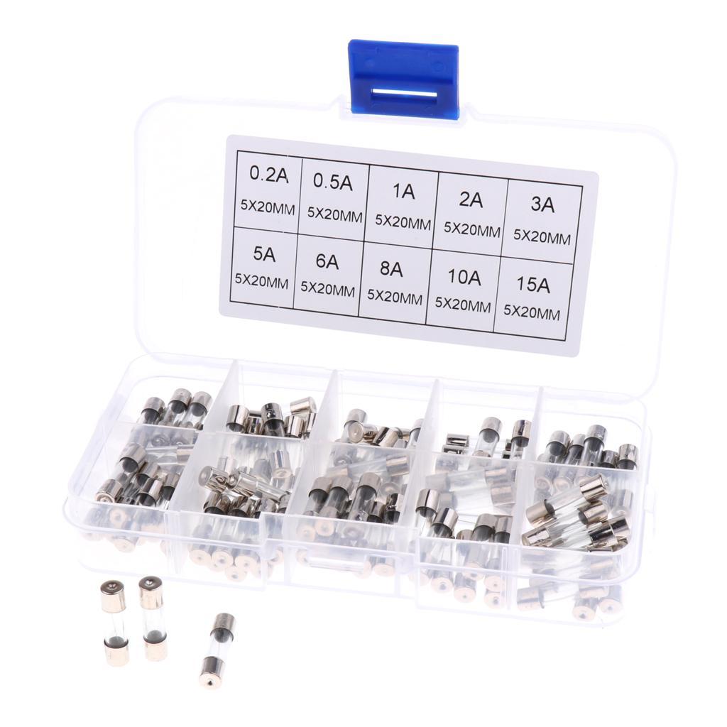 10x AGC Glass  Holder Inline screw type 100Pcs Glass Tube Fuses Kit