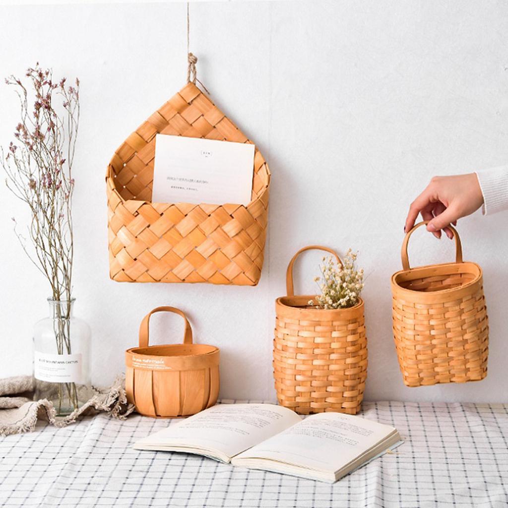 2-3pack Woven Storage Basket Hanging Laundry Basket Flower Container Storage Bin