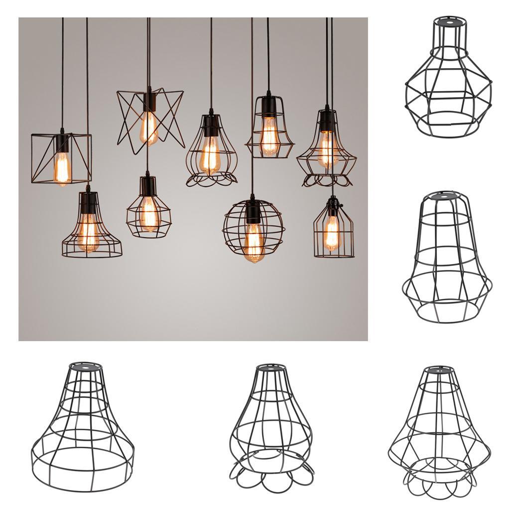 2pcs Vintage Metal Guard Pendant Light Bulb Cage Ceiling Hanging Lampshade