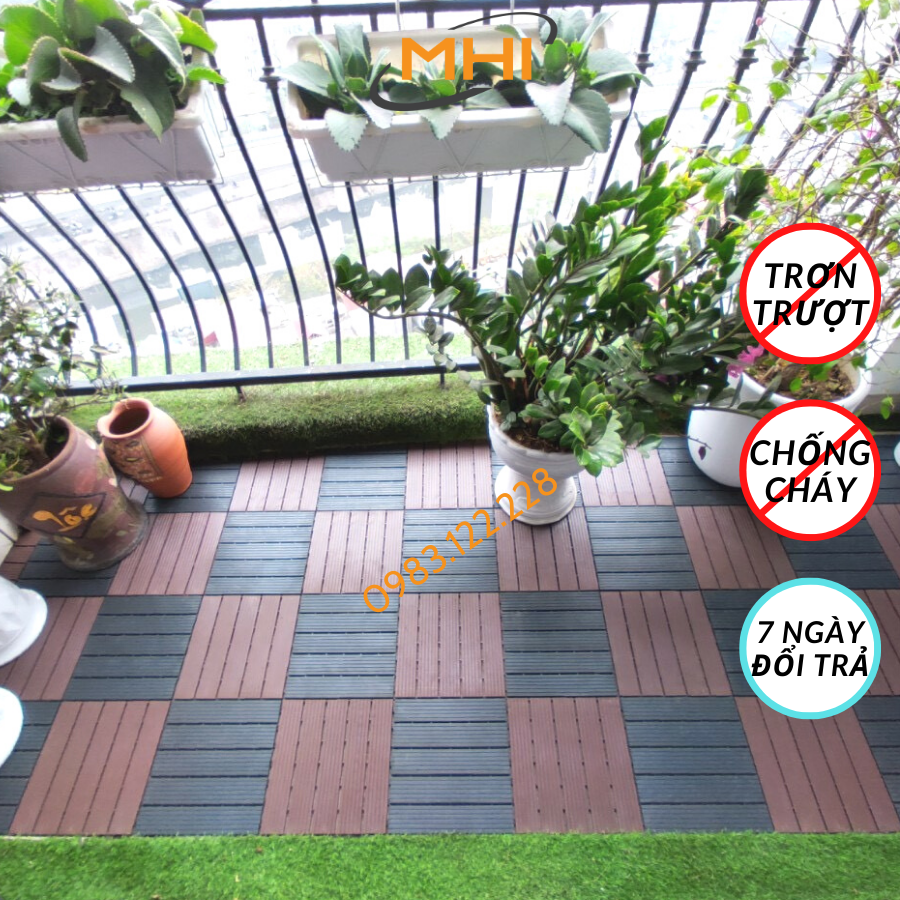 Thảm lát sàn uPVC cao cấp MHI-ECO, Tấm nhựa trải sàn trang trí ban công / sân vườn / sân thượng; lót sàn chống trơn trượt nhà tắm / bể bơi - Hàng Việt Nam chất lượng cao