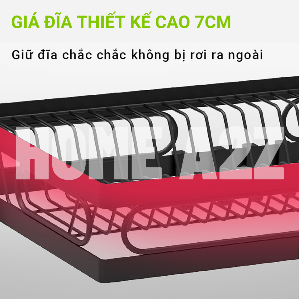 Kệ Chén Bát Nhà Bếp Đa Năng Cao Cấp Đầy Đủ Phụ Kiện, Kệ Úp Chén Bát Thép Carbon Chống Gỉ Sét