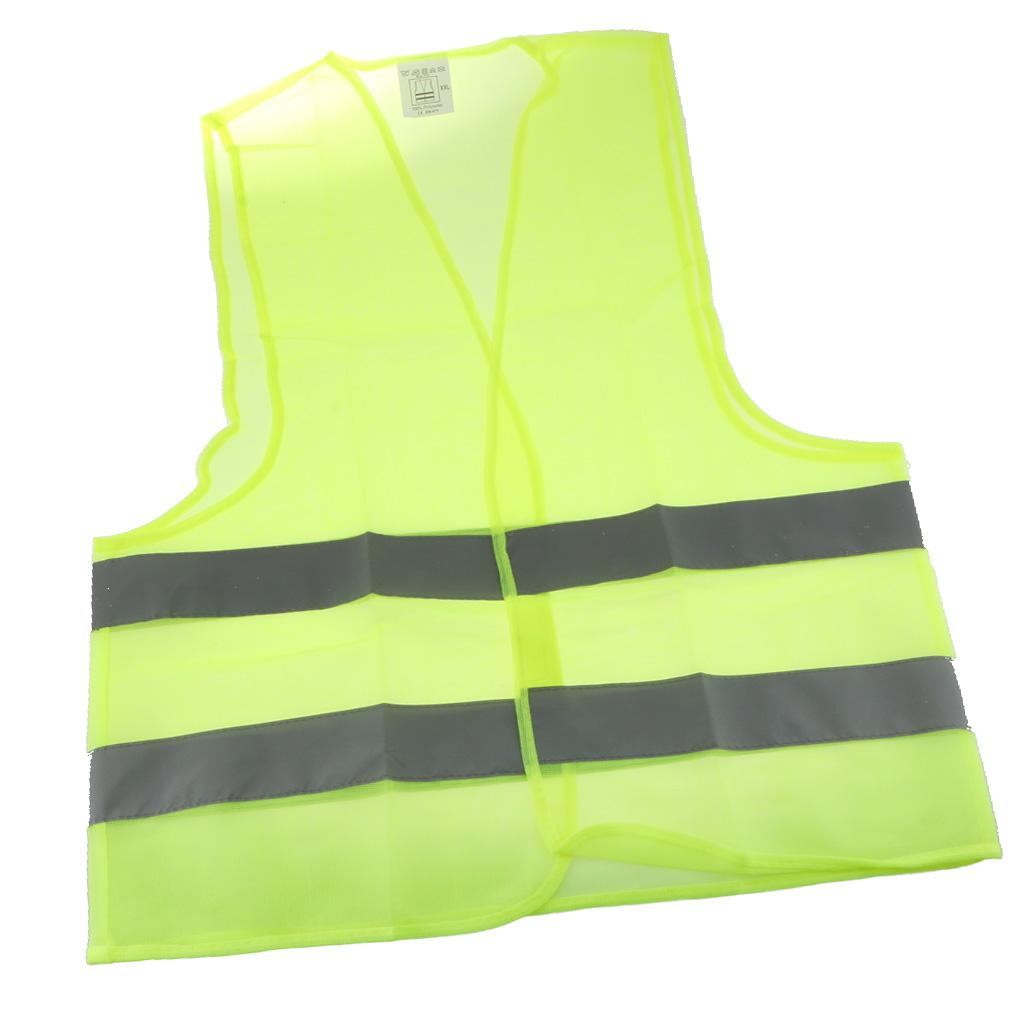 High Visibility Neon Green Safety Vest Hi Vis Reflective Jacket Large Size