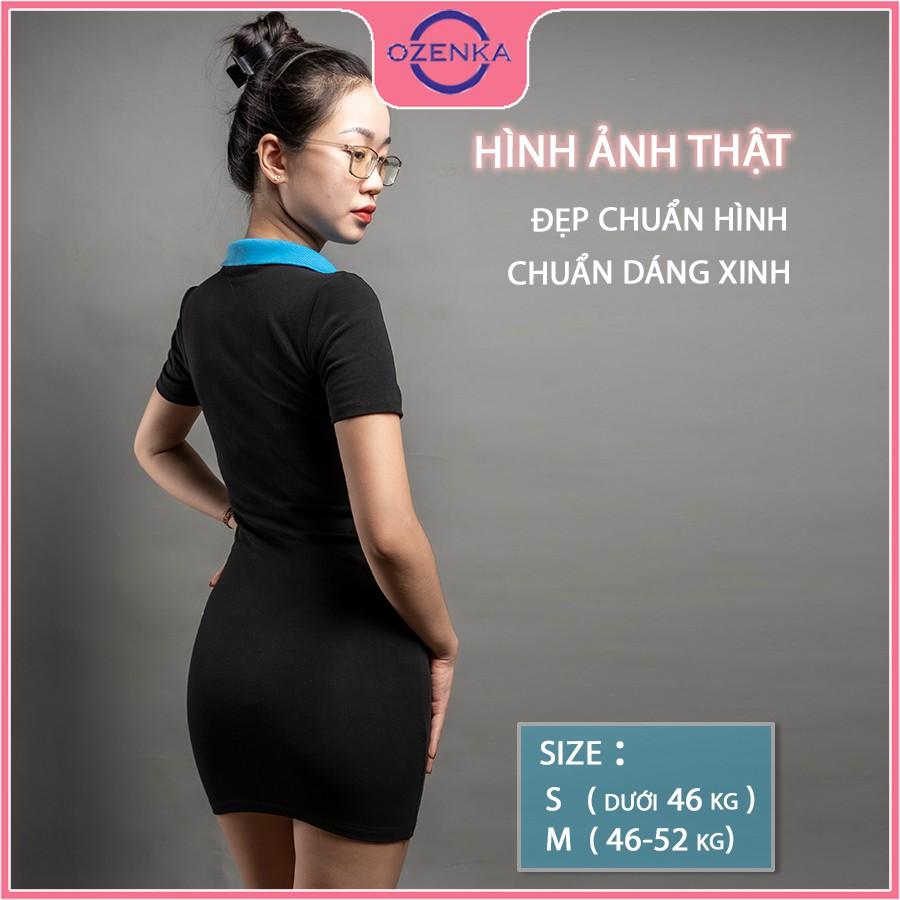 Váy polo ôm body trơn khoá kéo tay ngắn , đầm dự tiệc màu đen trắng chất thun gân cotton 100% rẻ đẹp mát
