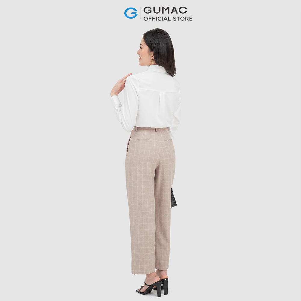 Quần tây nữ GUMAC QC07051 caro ống suông công sở