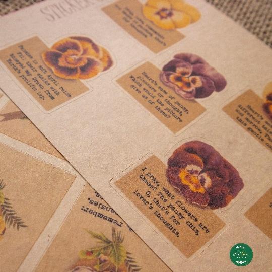 sticker sheet pansies - hình dán thiết kế trang trí sổ nhật kí, sổ tay | Bullet journal sticker - uni038