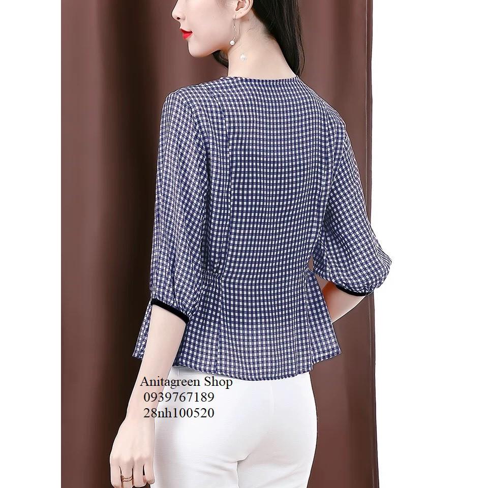 Nh100520-ÁO KIỂU SỌC CARO TAY LỠ s-6xl
