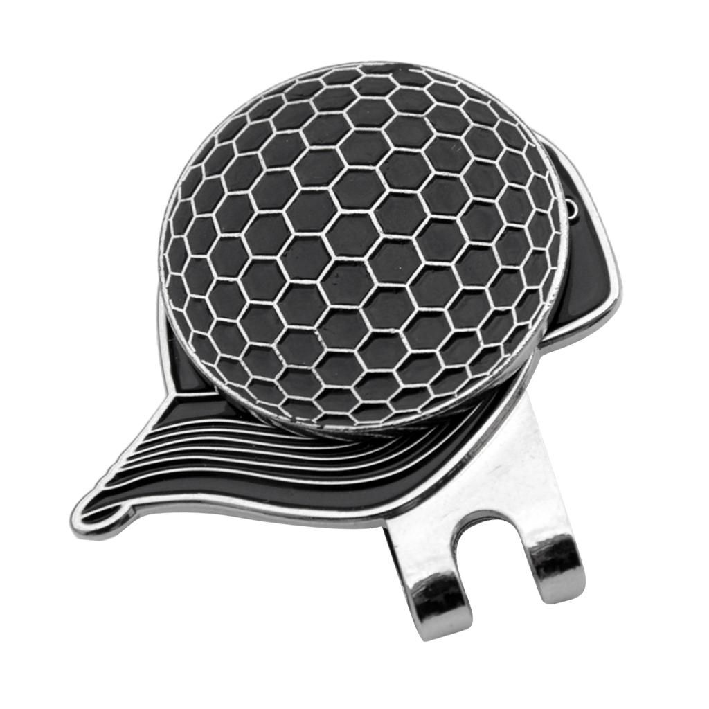 2xGolf Pattern Alloy Golf Hat Clip with Magnetic Ball Marker Black