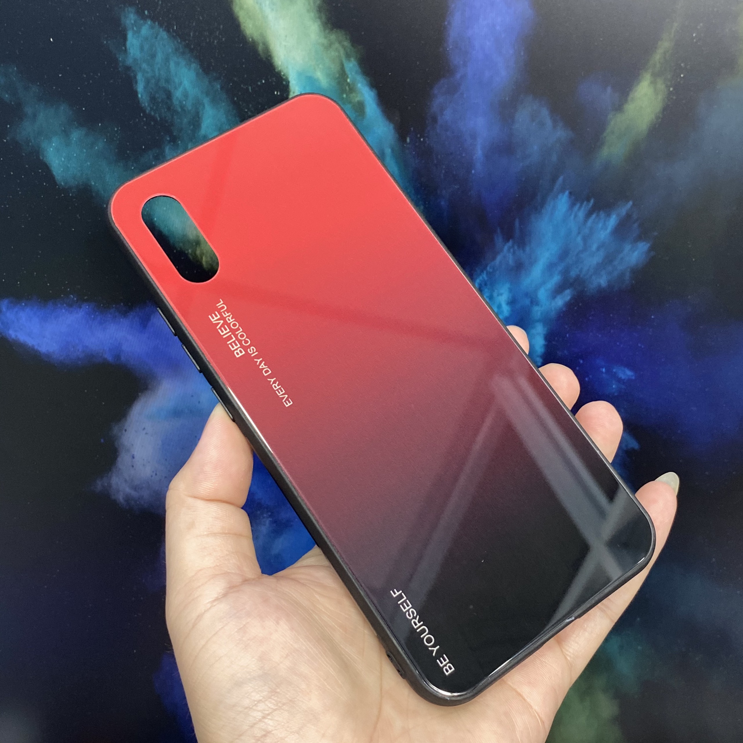 Ốp lưng cho Xiaomi Redmi 9A gương cứng 2 màu Gradient Ver 2 , viền TPU dẻo đen