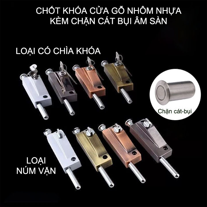 Chốt chặn cửa bằng hợp kim chắc chắn kèm đầu chặn cát, bụi bẩn âm sàn