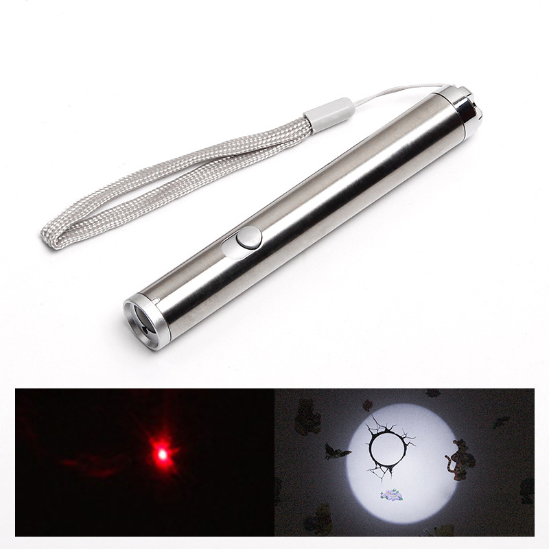 Đèn pin mini LED chiếu sáng và laser 2 trong 1 dùng pin