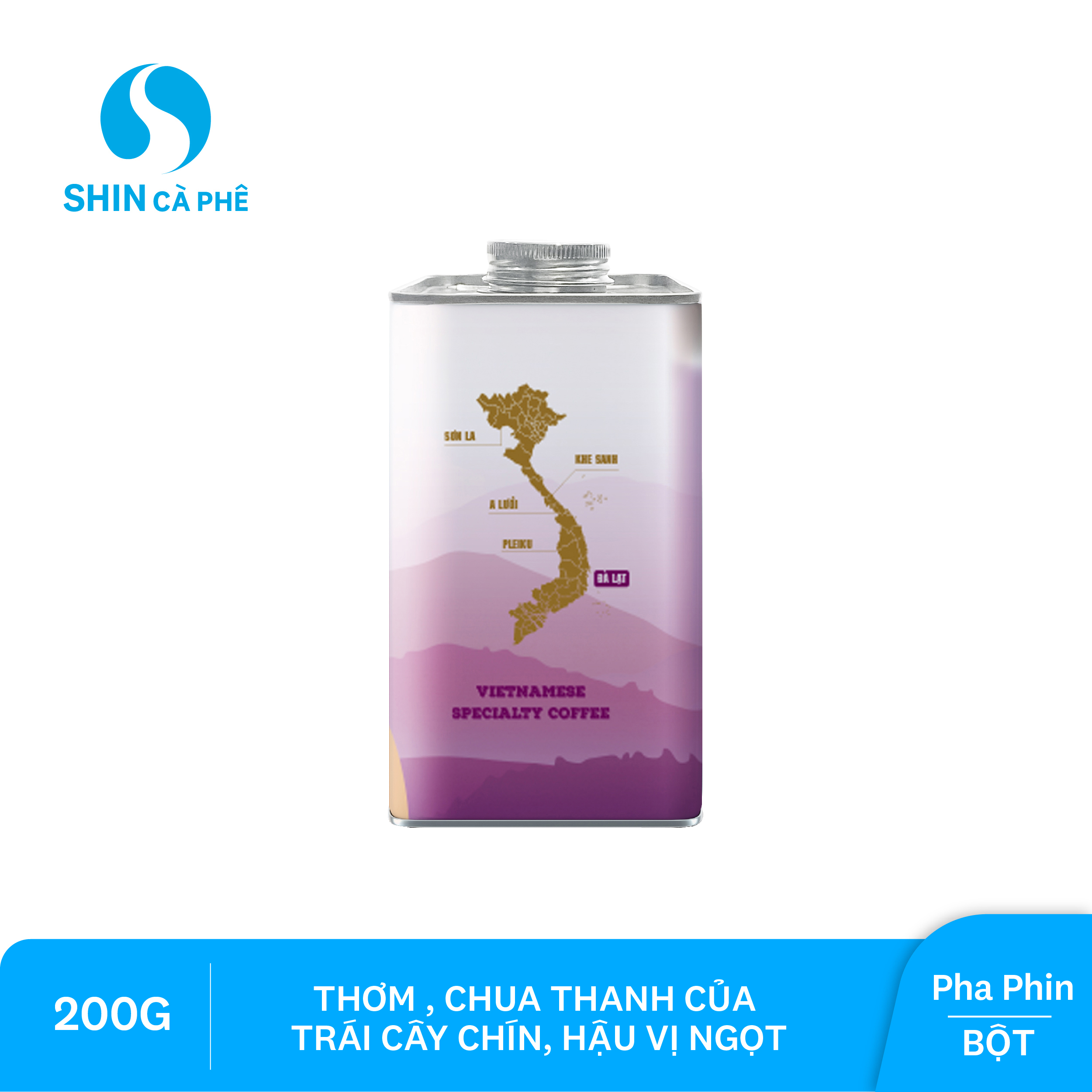 SHIN Cà phê - Cà phê pha phin Đà Lạt Blend - Hộp thiếc 200 gram (Bột)
