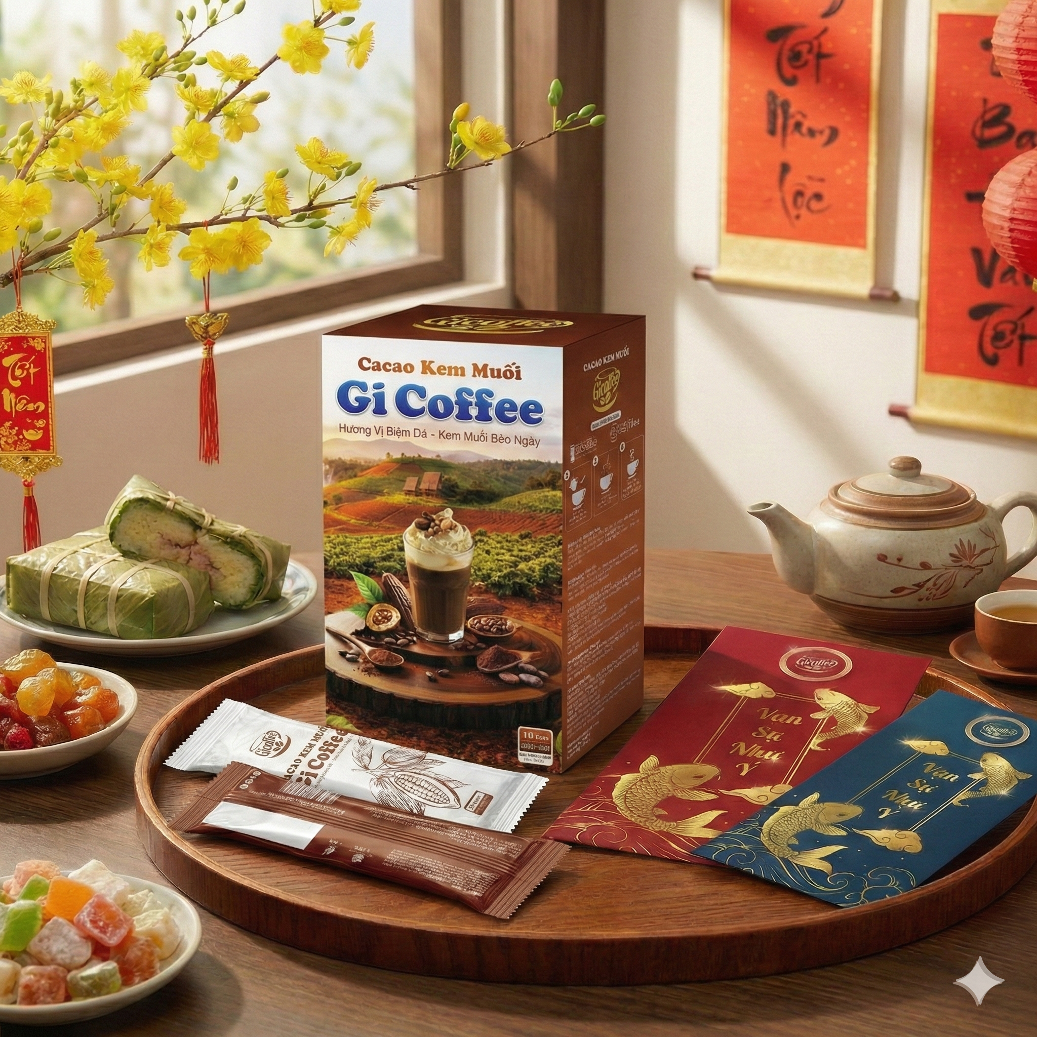 CaCao Kem Muối Gicoffee Thơm Béo Đậm Đà - Ít Ngọt (1 Hộp gồm 10 Gói x 20g)