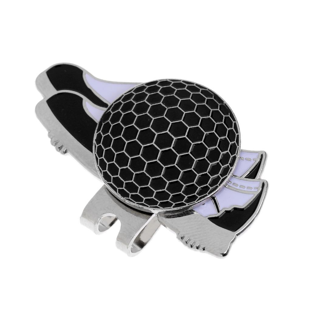 2-6pack Funny Shoe Stainless Steel Golf Hat Clip with Magnetic Ball Marker Black
