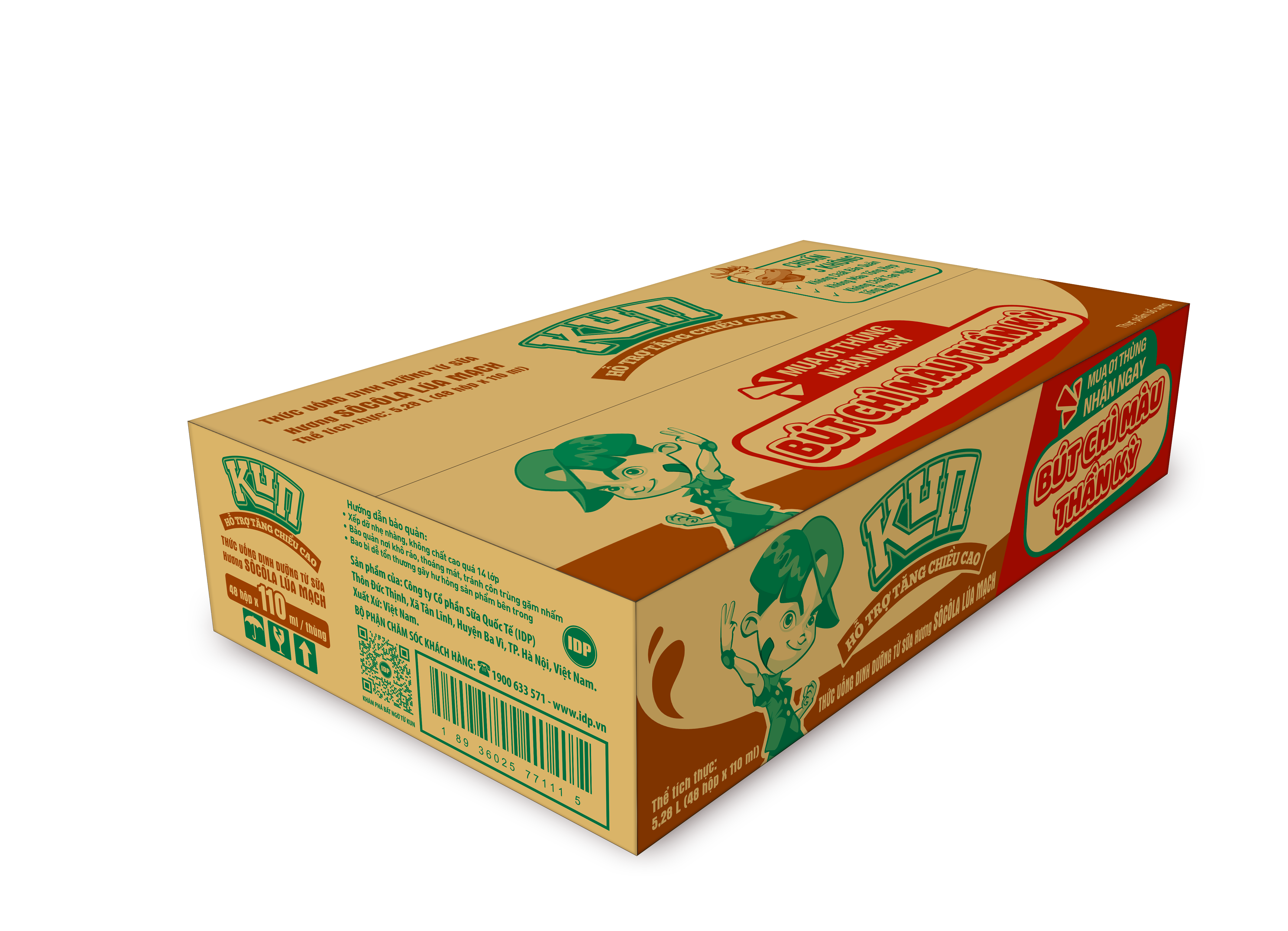 Thùng 48 Hộp Sữa SoCola Lúa Mạch KUN 110ml/hộp