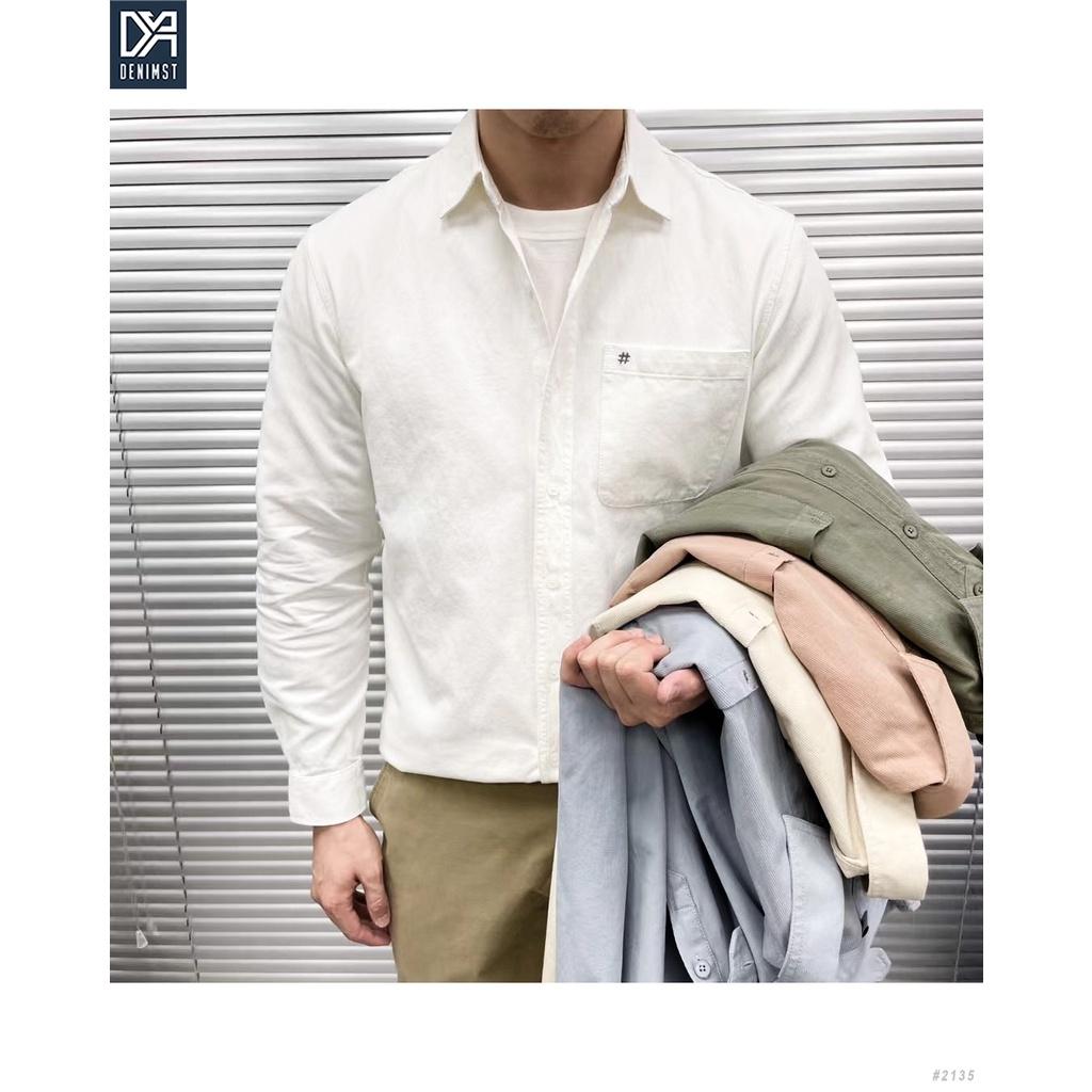 Áo sơ mi nam cotton kaki cao cấp Hashtag DENIMST, Áo sơ mi dài tay form suông 2135