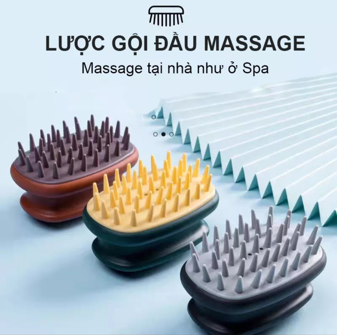 Lược Gội Đầu Massage Silicon - Massage da đầu - Giảm rụng tóc - Kích thích mọc tóc (Màu ngẫu nhiên) + Tặng kèm móc treo siêu dính