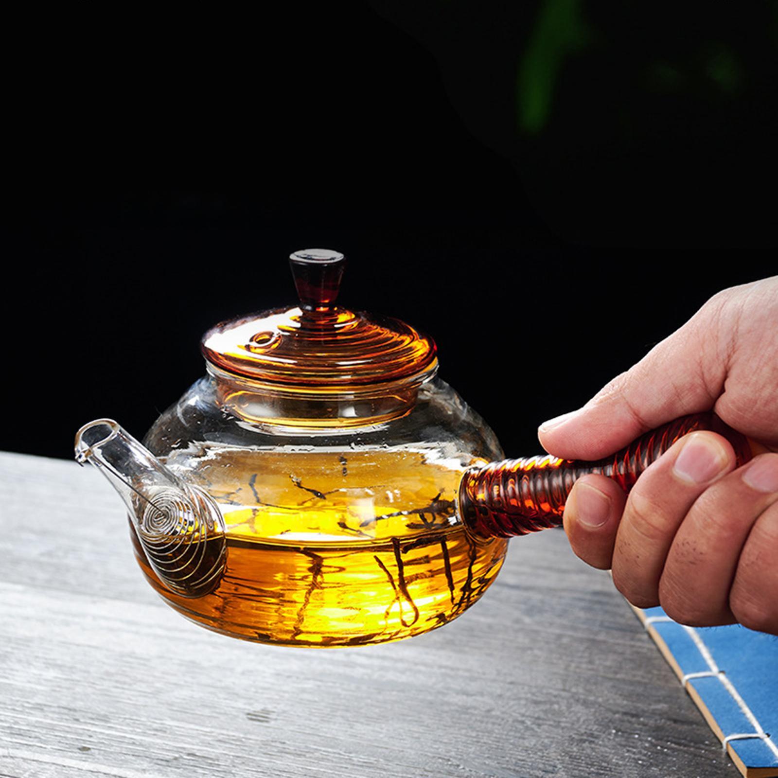 Borosilicate Glass Teapot with Tea Strainer Hand Blowing Clear Tea Pot for Loose Leaf Tea