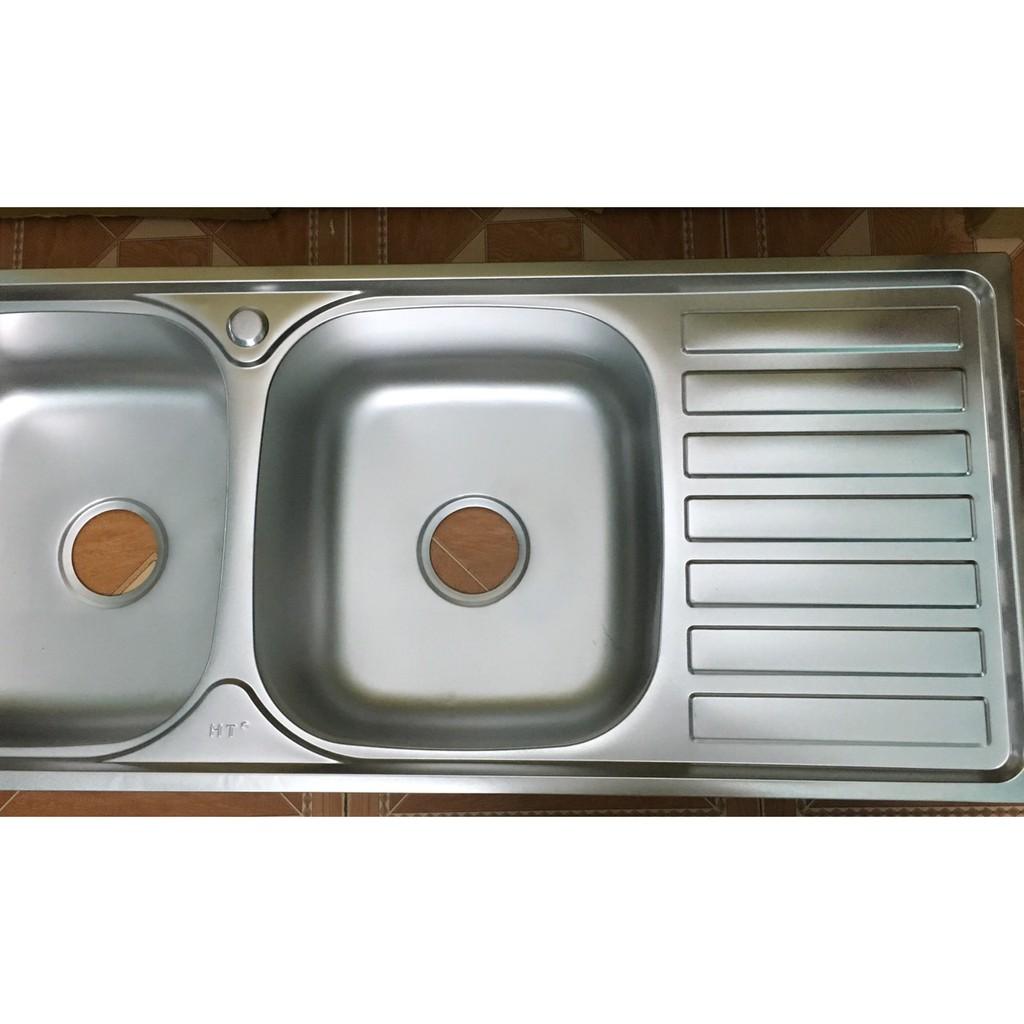 COMBO CHẬU RỬA CHEN 2 HỘC ,1 CÁNH +VÒI INOX 304+DÂY CÂP NƯỚC NHỰA