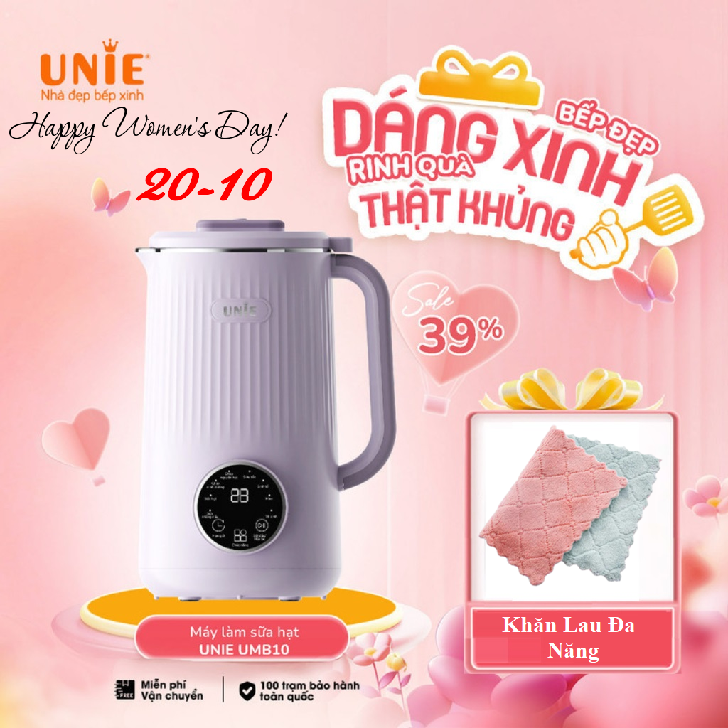 Máy Làm Sữa Hạt Đa Năng Mini Unie UMB08 Pro - 600ml | UMB10 (Model New) 8 Chức Năng, Dung Tích 1L - Hàng Chính Hãng