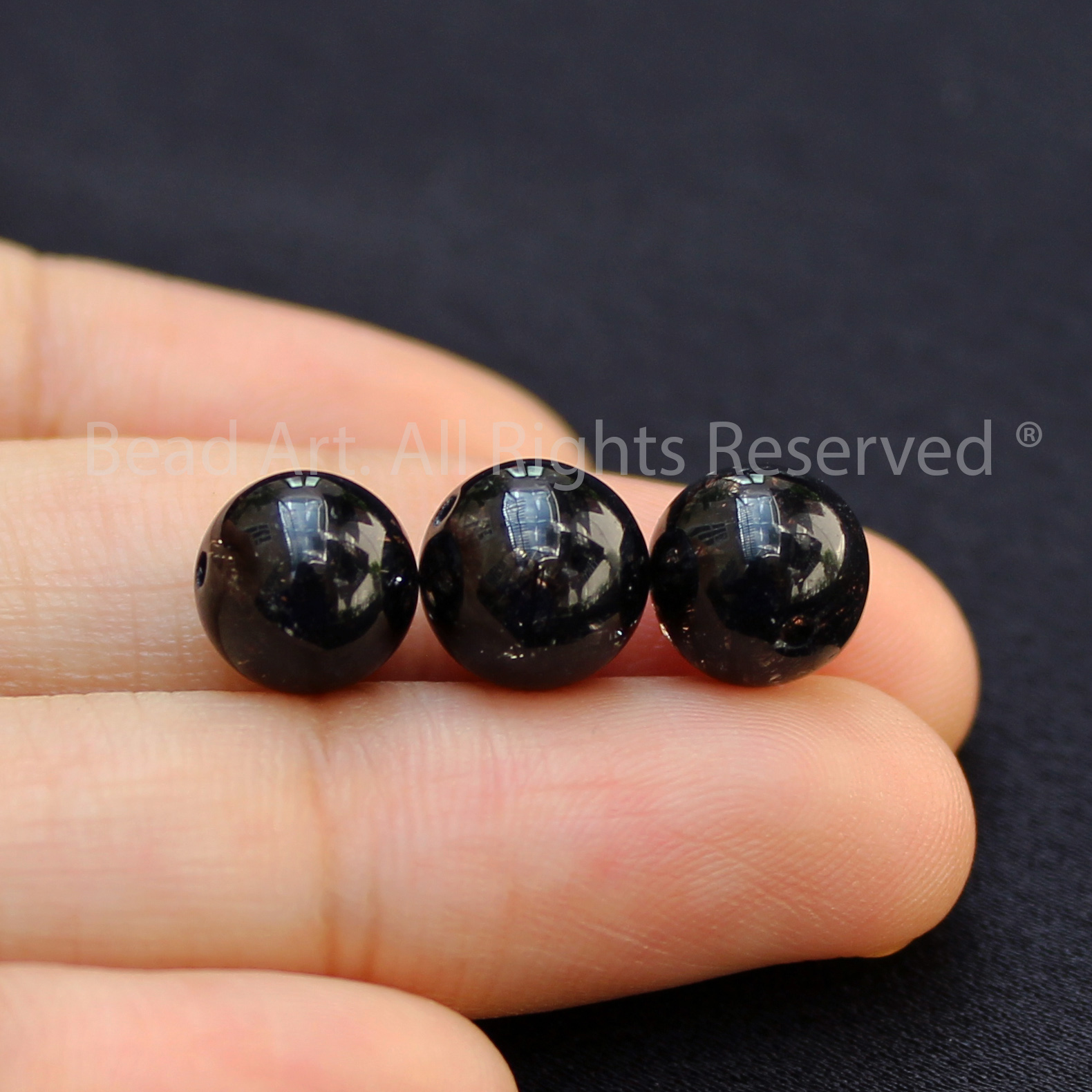 [1 Hạt] 8MM Đá Thạch Anh Tóc Đen Tự Nhiên, Black Rutilated Quartz Loại AAA, Phối Vòng Tay Phong Thuỷ, Chuỗi Hạt, Trang Sức, Hợp Mệnh Thủy, Mộc - Bead Art