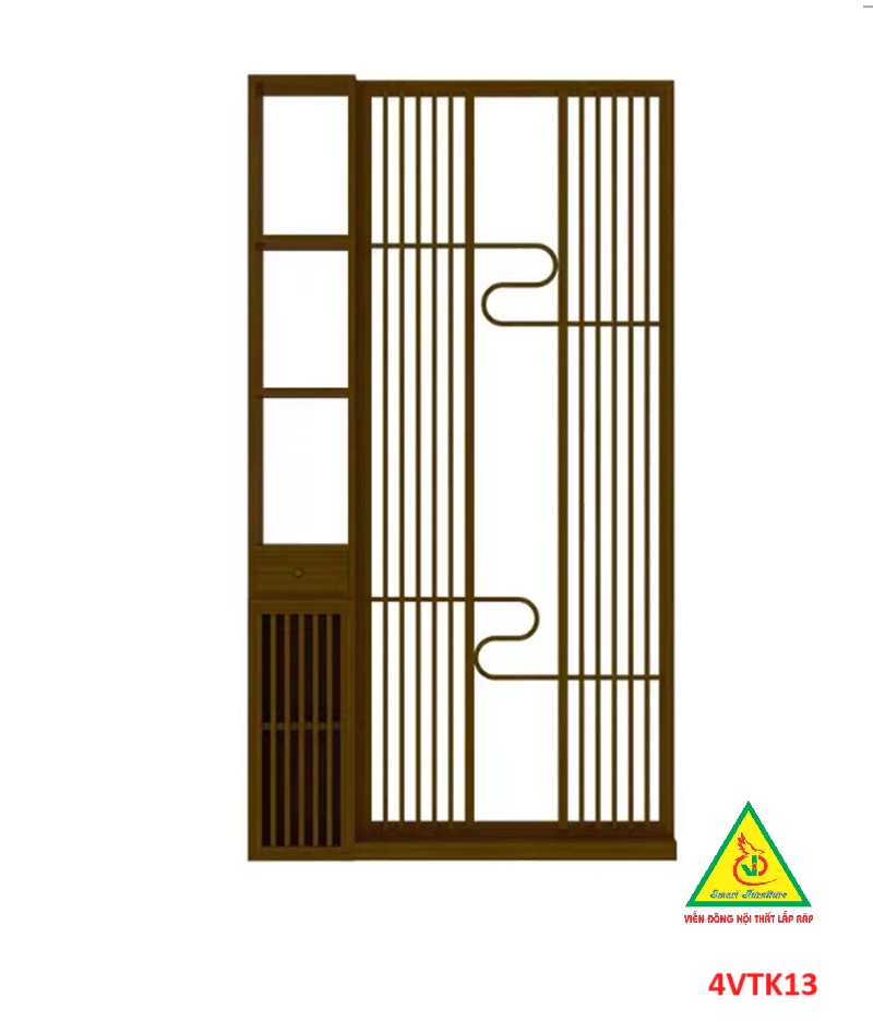 Vách ngăn phòng khách, vách ngăn tủ kệ bằng gỗ 4VTK13 - Nội thất lắp ráp Viendong adv