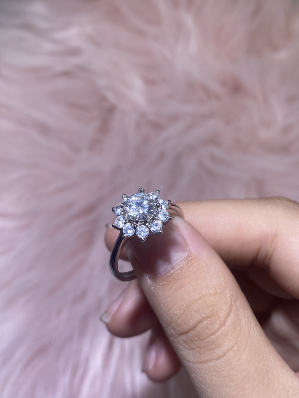 Phụ kiện đeo ngón tay Bạc 925 Kim cương nhân tao Moissanite 2.0carat 8.0mm