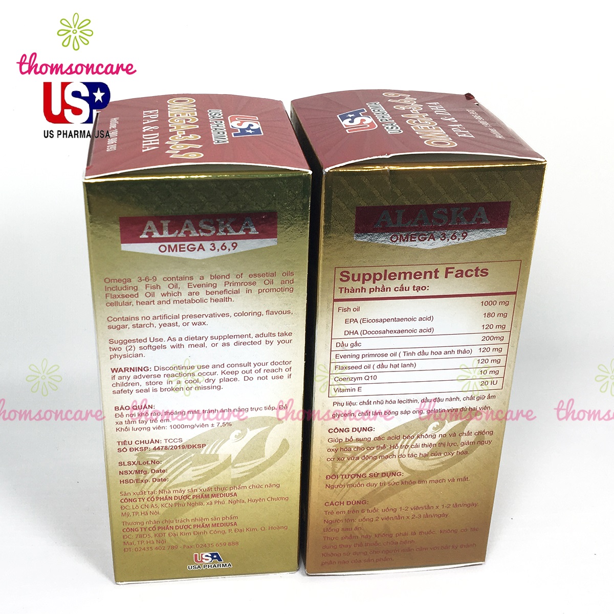 Dầu cá Alaska Omega 3 6 9 Hộp 100 viên - Bổ sung Omega369, DHA EPA, có thêm dầu hoa anh thảo và coenzym q10 - Bổ mắt và tim mạch