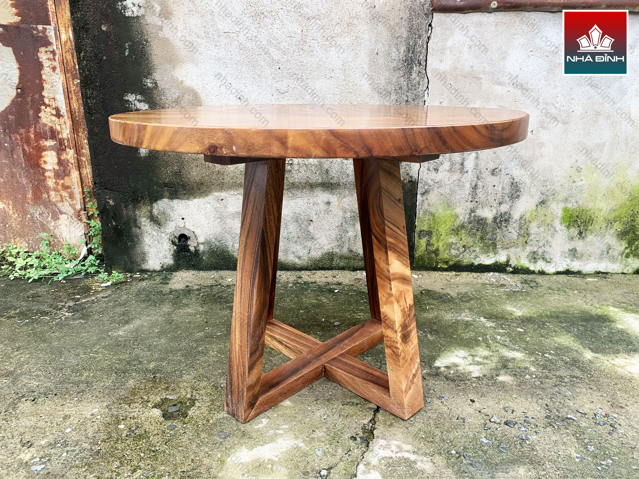 Bàn Ăn Hình Tròn Gỗ Me Tây Nguyên Khối Đường Kính 100 Cao 75