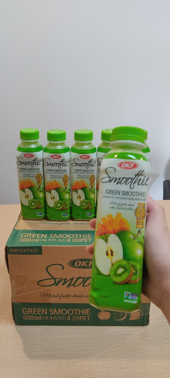 Nước sinh tố trái cây xanh (Táo - Xoài - Kiwi) OKF Hàn Quốc 500ml x 6 chai