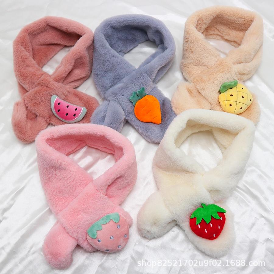 Khăn Quàng Cổ Lông Mềm Đính Trái Cây Cute Siêu Ấm