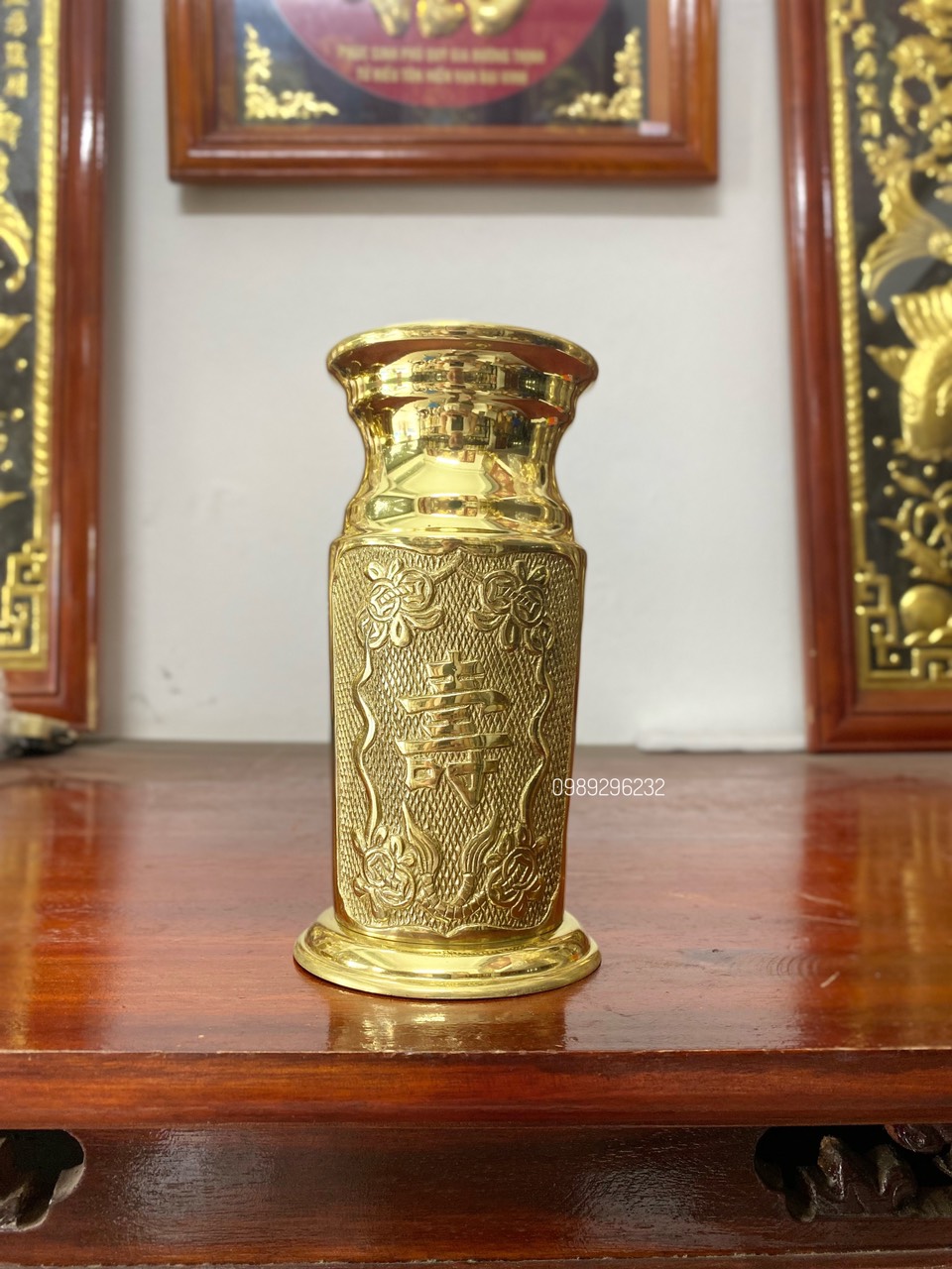 Ống đựng hương nhang bằng đồng vàng size trung
