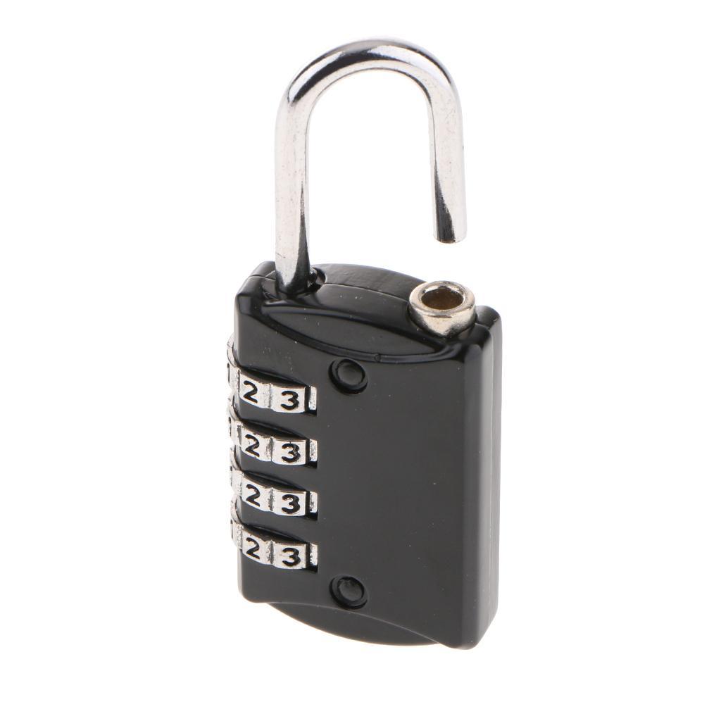 Zinc Alloy 4 Digit Combination Padlock Suitcase Luggage Code Lock 16H Black