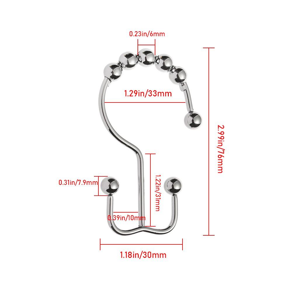 Bộ 12 Móc Treo Rèm Nhà Tắm Bằng Thép Không Gỉ