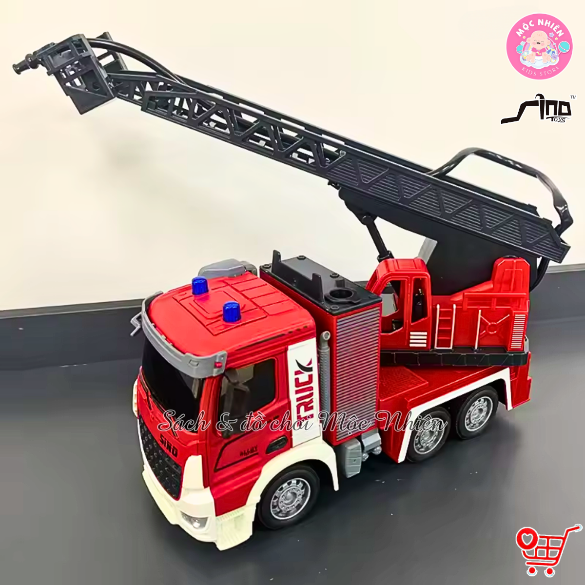 Đồ chơi xe điều khiển từ xa 1:12 - Xe cứu hỏa có đèn, nhạc và phun nước thật - SINO HJ8002-1