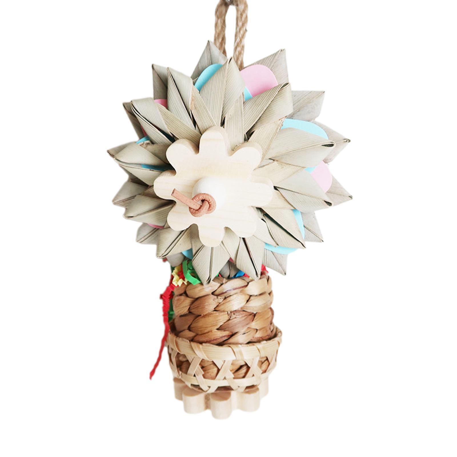 Bird Parrot Toy, Decorative Hanging Wooden Funny Parrot Cage Bite Toys Bird Chewing Toy for Cockatiel Training Parakeet Parrots Playing