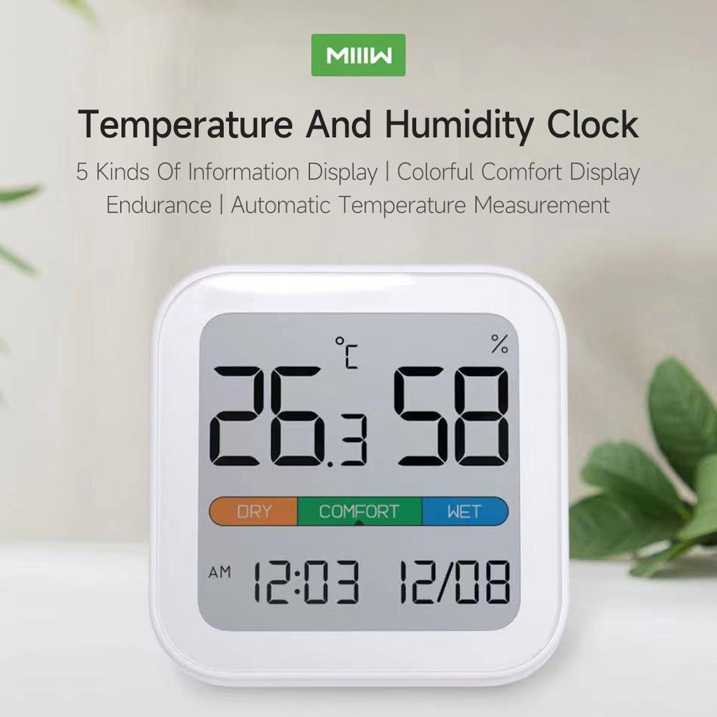 Đồng Hồ Đo Nhiệt Độ Và Độ Ẩm Tự Động Xiaomi Youpin Miiiw Với Thời Gian / Ngày / Nhiệt Độ / Độ Ẩm / Đồ Họa