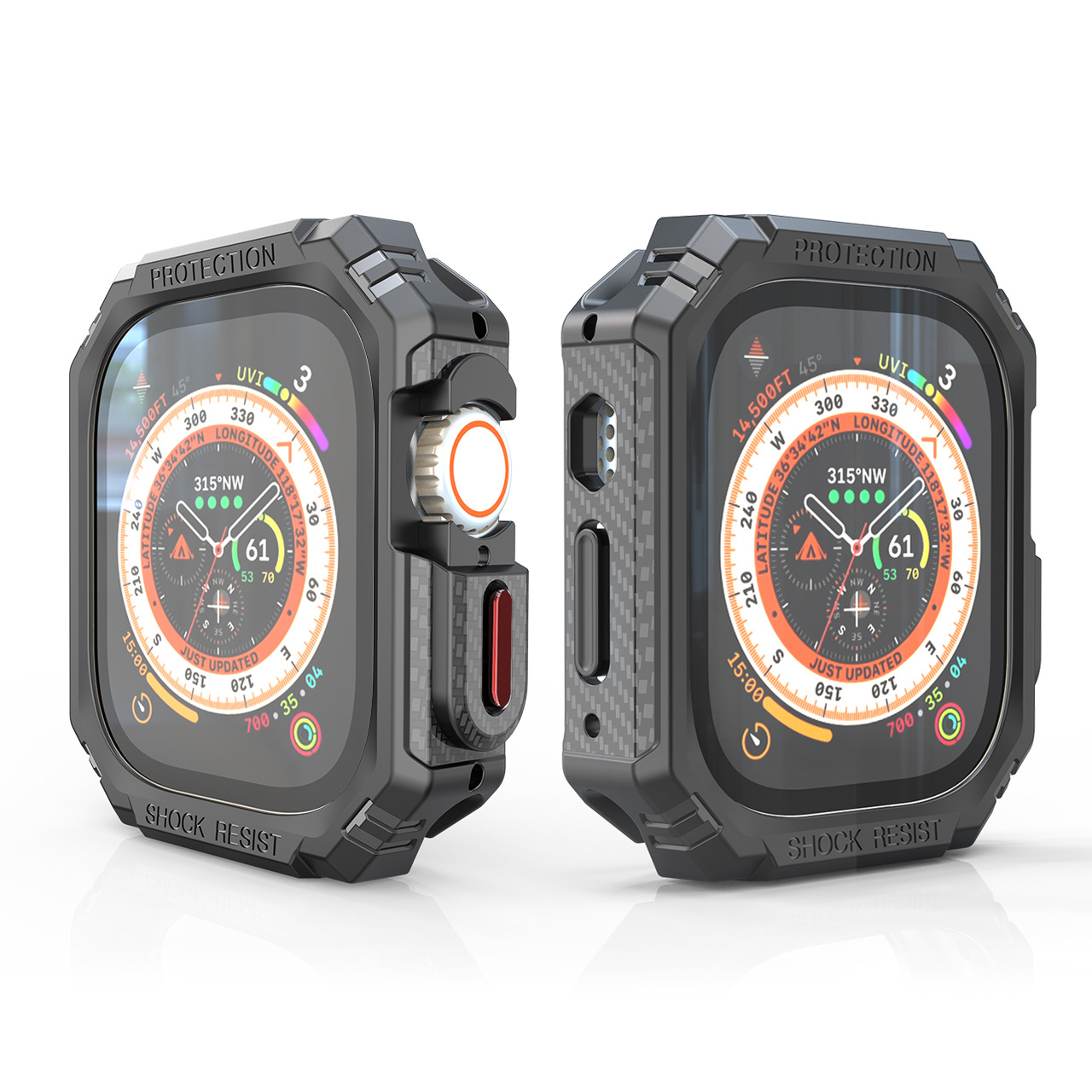 Ốp Case Armor Vân Carbon cho Apple Watch Ultra 1/2 49mm - Hàng Chính Hãng