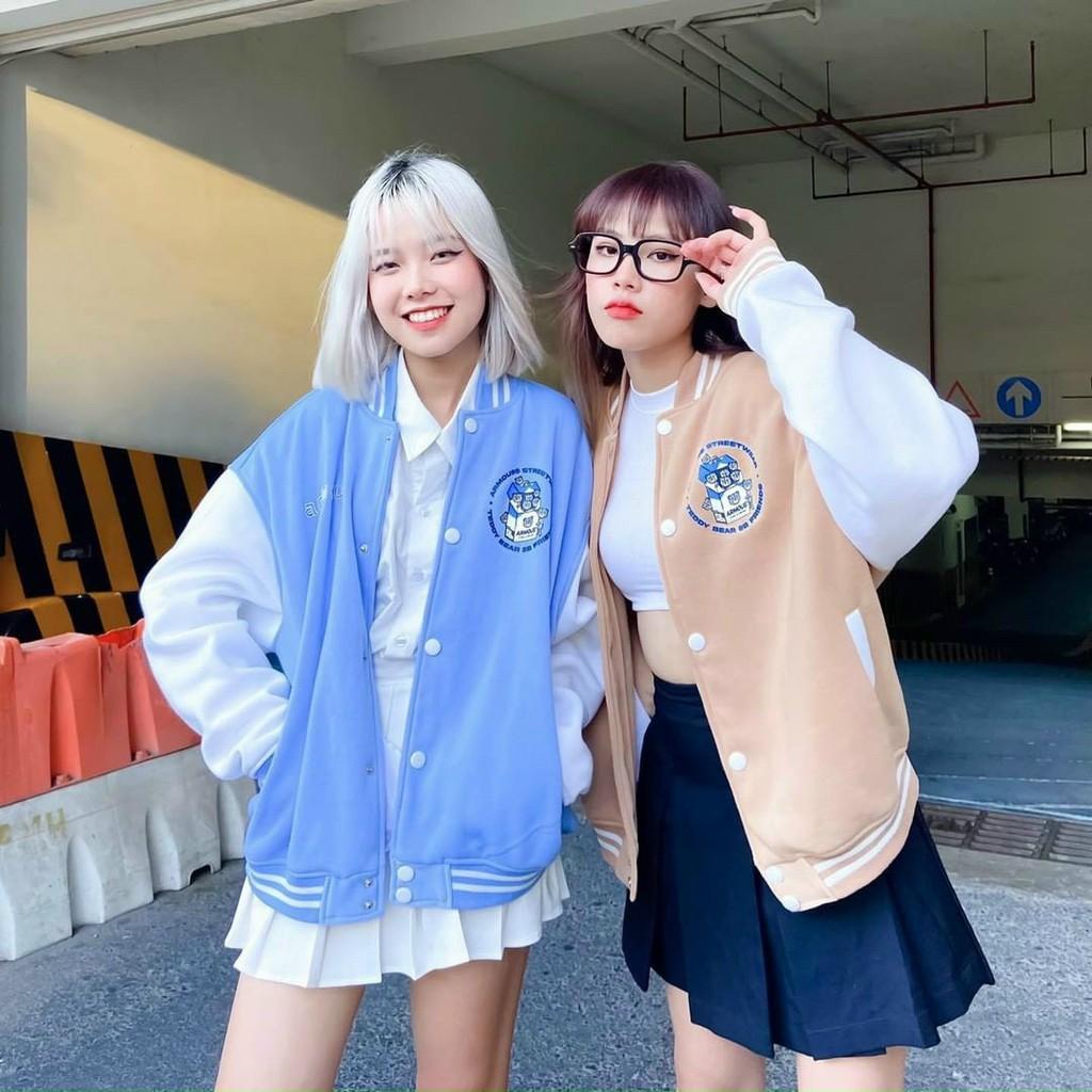 Áo Khoác Bomber Nỉ In Bear Box Form rộng Unisex Nam Nữ Couple  Lana Store thời trang kim gia
