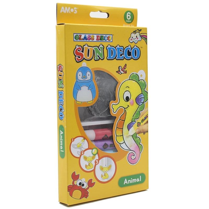 Hộp màu vẽ trang trí trên kính nhập khẩu Hàn Quốc AMOS Glass Deco Sundeco Animal SD10P6-A - Chủ đề Động Vật