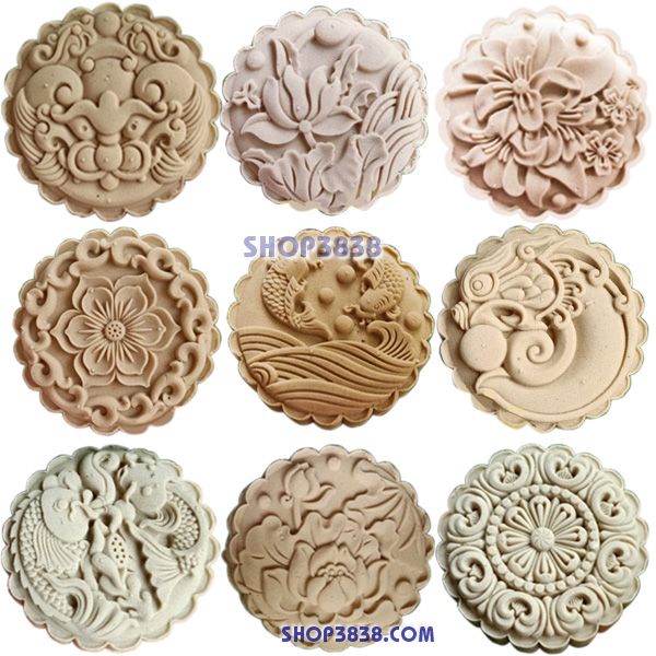 Bộ Khuôn Lò Xo Làm Bánh Trung Thu 4 Mặt 125-150-180gr Hoa Sen - Mai Cát Tường
