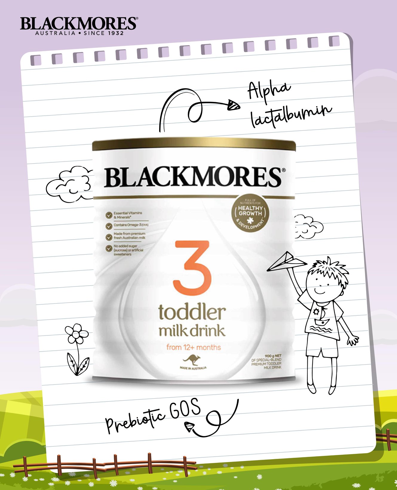 Sữa bột công thức Blackmores Toddler Milk Drink Stage 3 cho bé từ 12 tháng tuổi trở lên (900g)